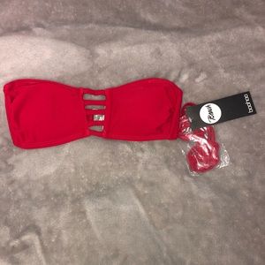Boohoo Red Bandeau Bikini Top